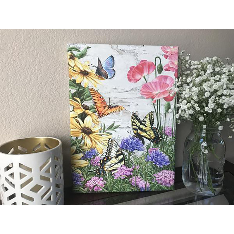 Art mural sur toile Butterfly Garden, H 14 po x l 10 po x P 1 po