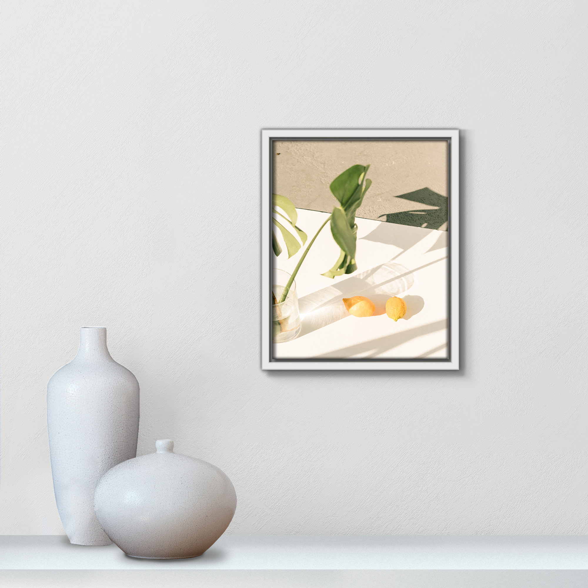 Citrus & Palms by Chandra Oh, 11.5'' H x 9.5'' W x 2'' D, White Framed