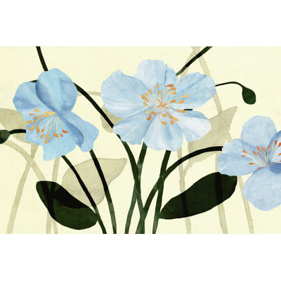 «Blue Poppies I» par Annie Warren - peinture sur toile tendue