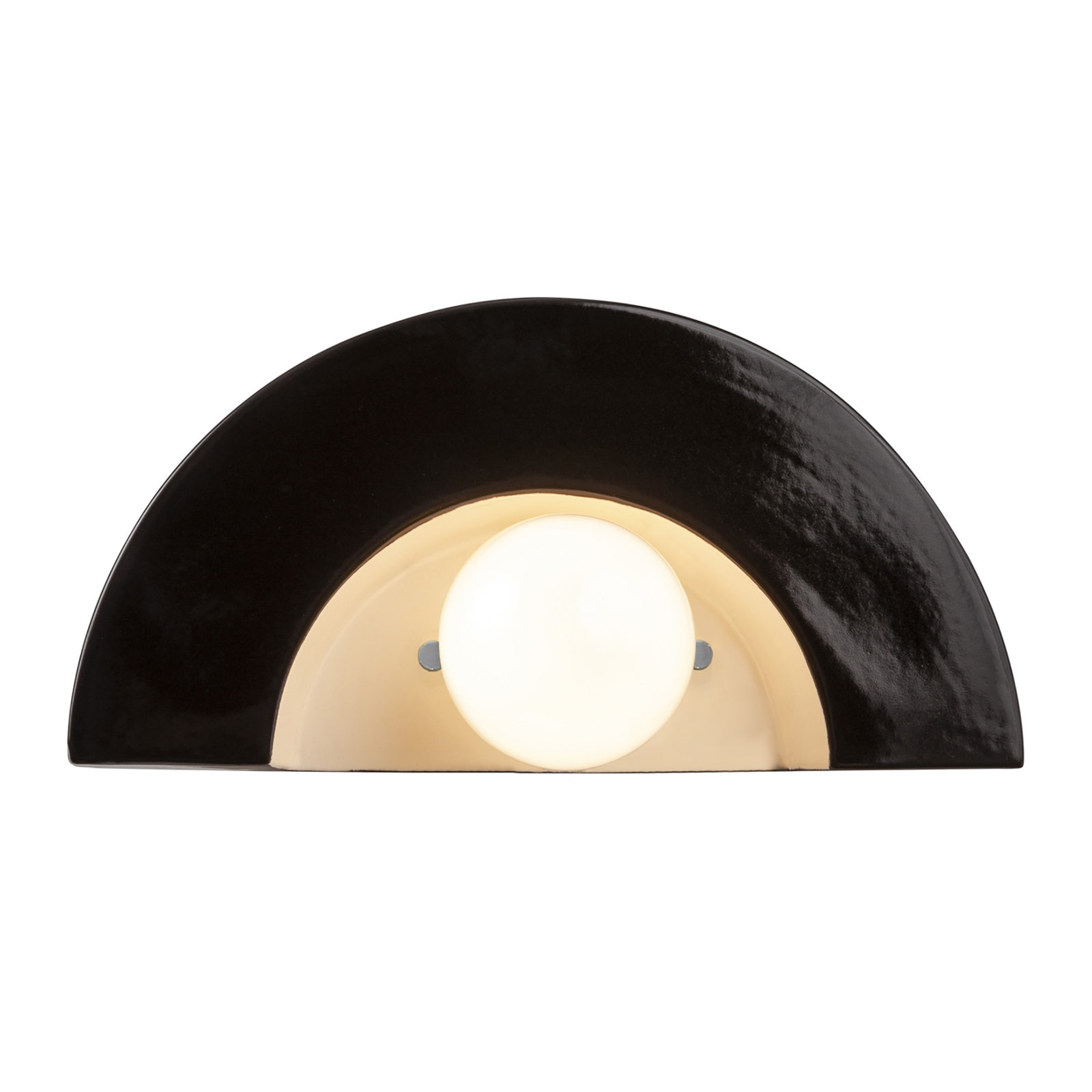 Payam Single Light Dimmable Demilune Sconce, Gloss Black/Matte White