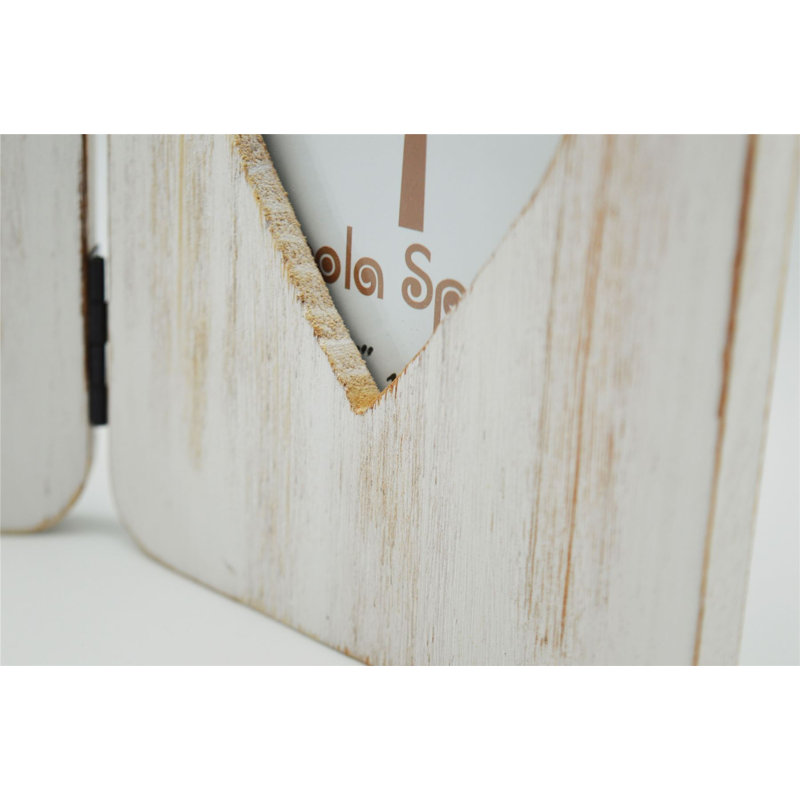 Nicola Spring - Rustic Hearts Folding 2 Photo Frame - 4 x 6" - White, White
