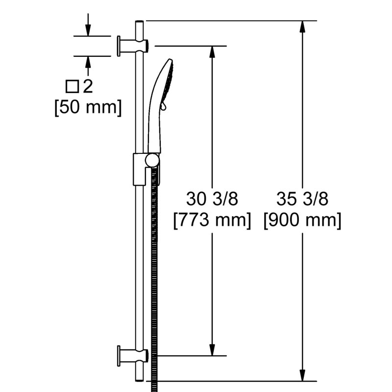 2.0 GPM Handshower Set with 36" Slide Bar and 4-Function Handshower, Chrome