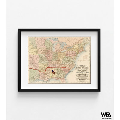 Chemins de fer et cours d'eau aux États-Unis et au Canada, reproductions de cartes hydrauliques rétro, impression d'affiche hydrographique, carte hydrographique américaine