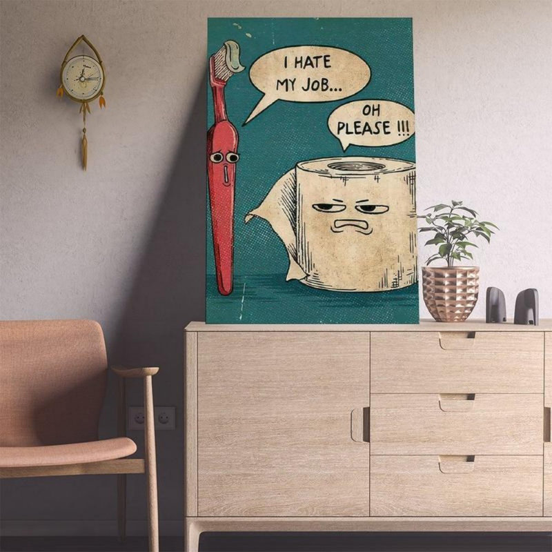 Comedic Toothbross, papier hygiénique, citation de travail, impression sur toile - Urban Studio