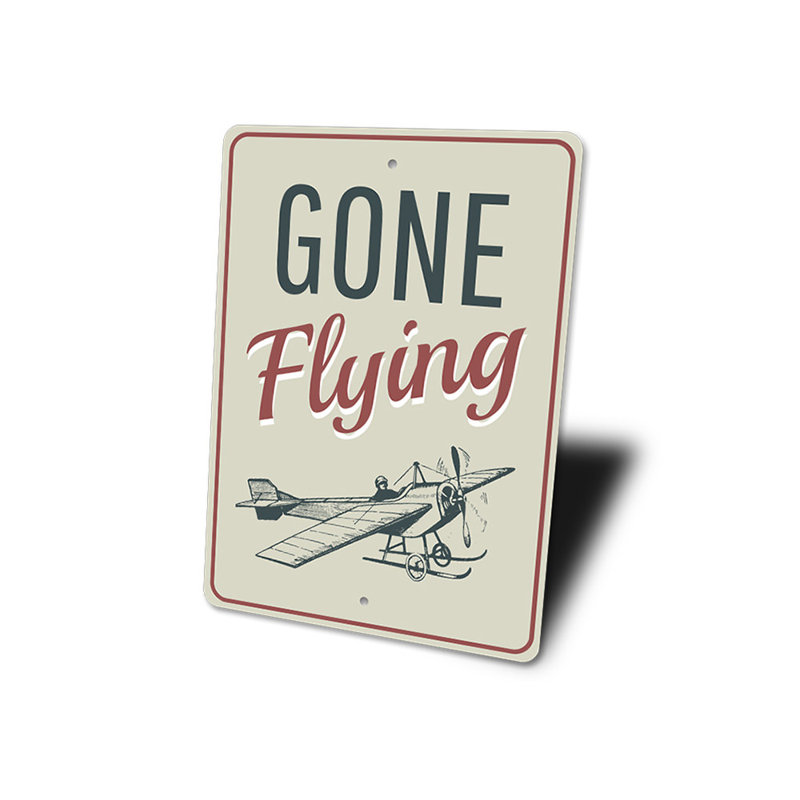 Enseigne en aluminium «Gone Flying», H 14 po x l 10 po x P 0,04 po