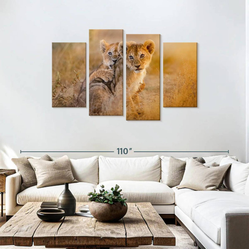 Brampt Adorable Lion Cubs, 48"H x 75"W