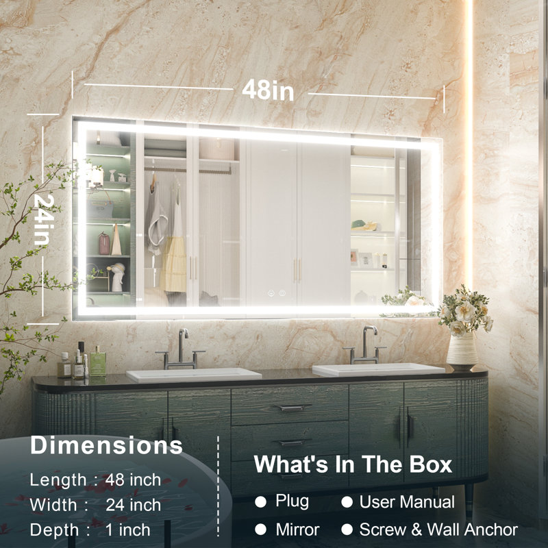 Miroir de salle de bain Martrez, 48 po x 24 po