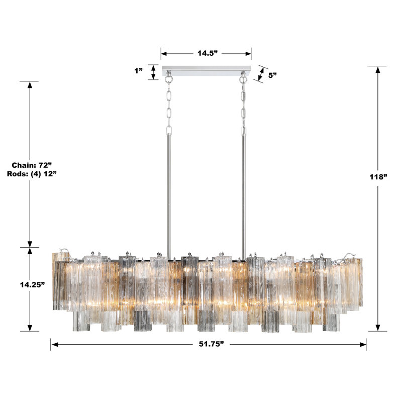 Quinzio Dimmable Chandelier, Polished Chrome