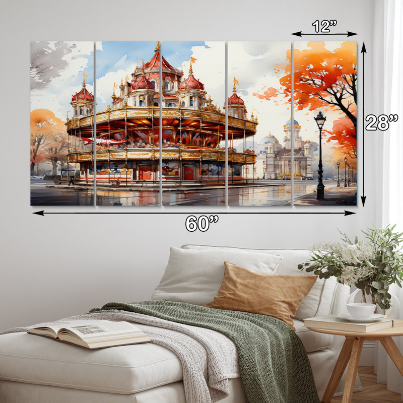 Carousel Whimsical Delight I - Architecture, impression d'art mural en métal