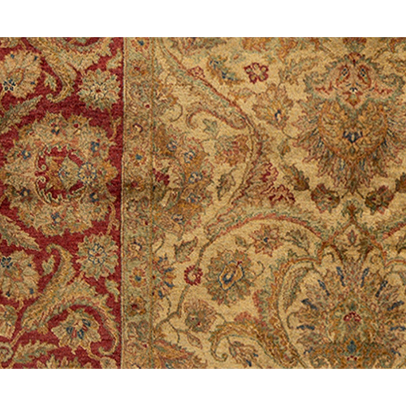 Hand Knotted Wool Oriental Area Rug in Cream And Red