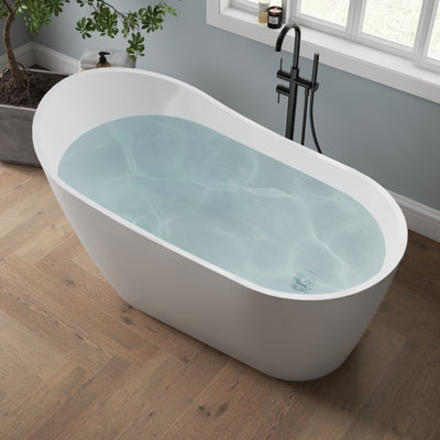 Tidal 59'' Acrylic Freestanding Tub Freestanding Soaking Bathtub