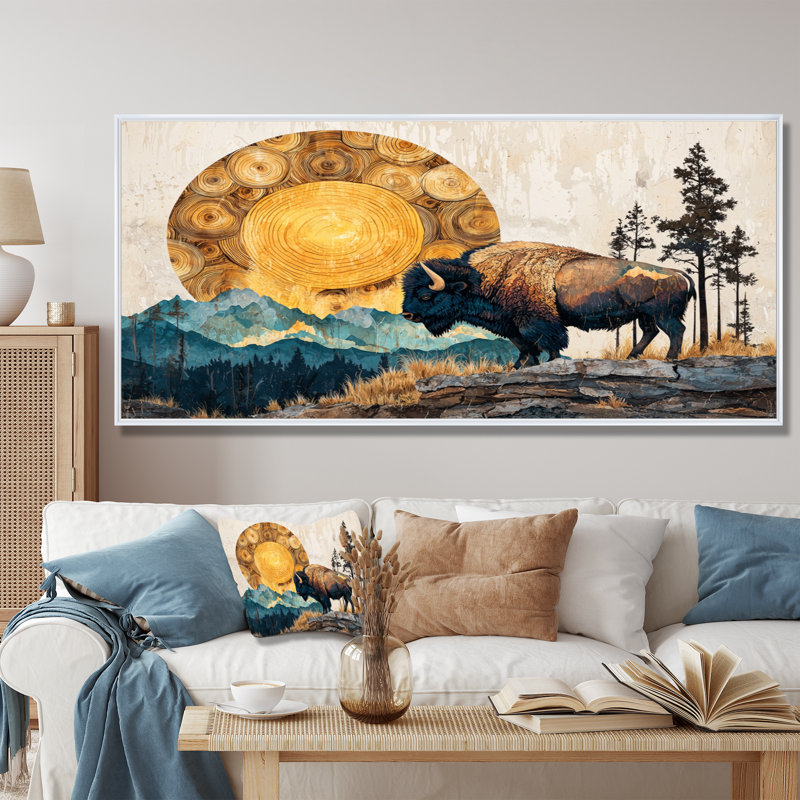 Genelda - Animals Large Wall Art, H 28 po x l 60 po, Cadre flottant, Blanc