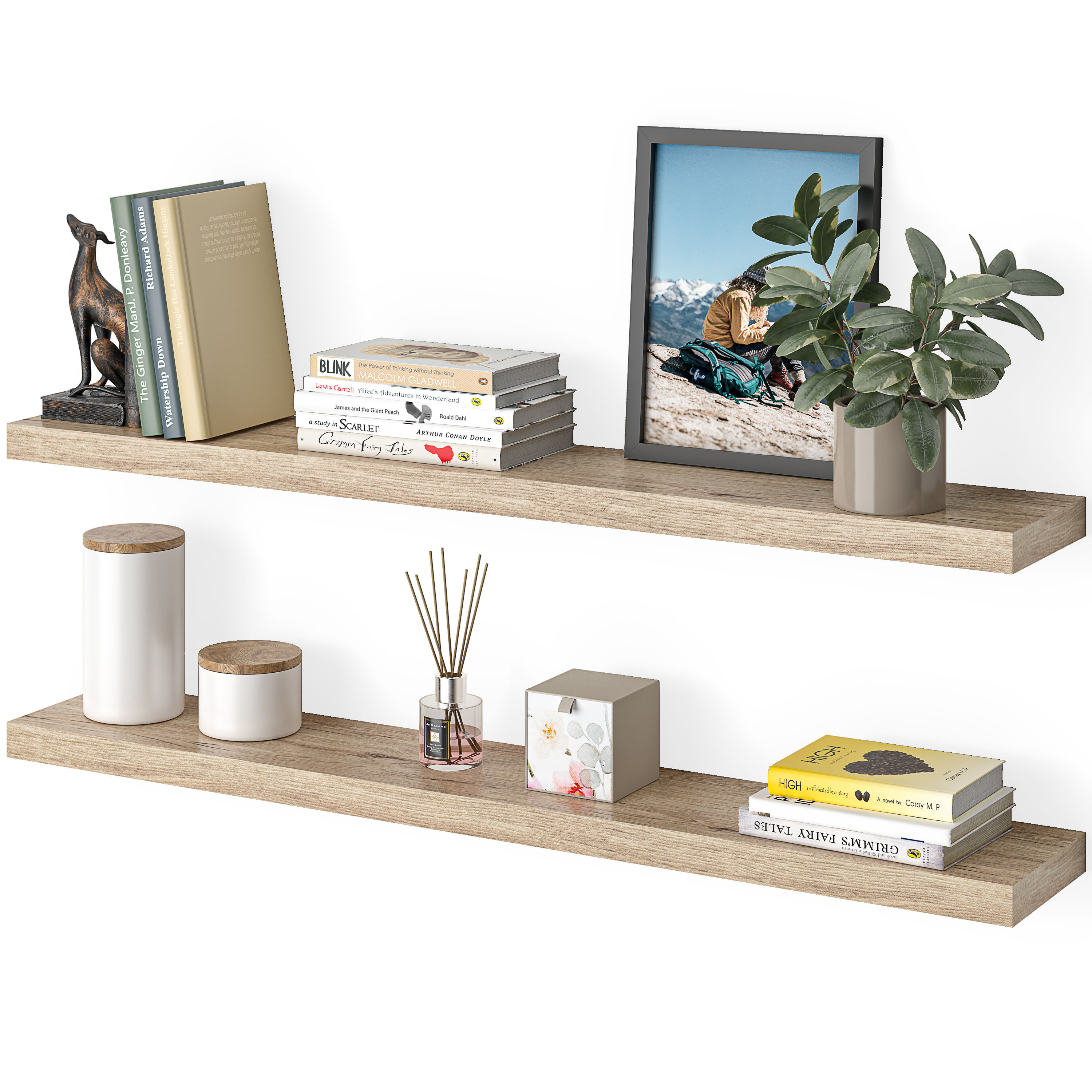 Ballucci Modern Ledge Wall Shelves, Set of 4, White