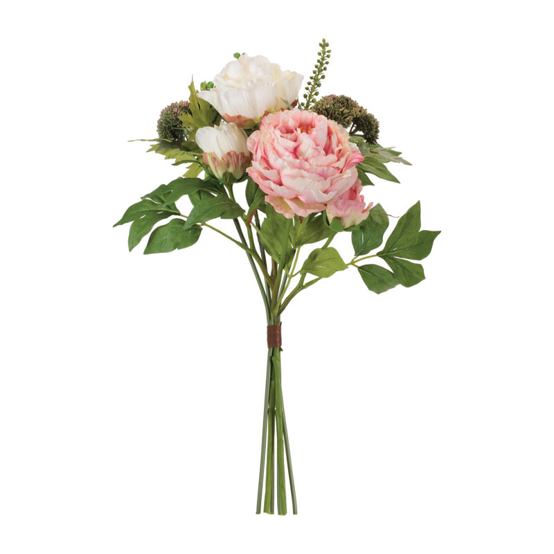 Bouquet de pivoines mixtes H 11,5 po, Rose, magenta, blanc