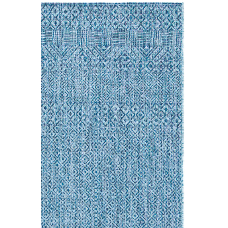 Tapis intérieur / extérieur turquoise / bleu marine Breazeale Southwestern, Carré 6 pi 7 po