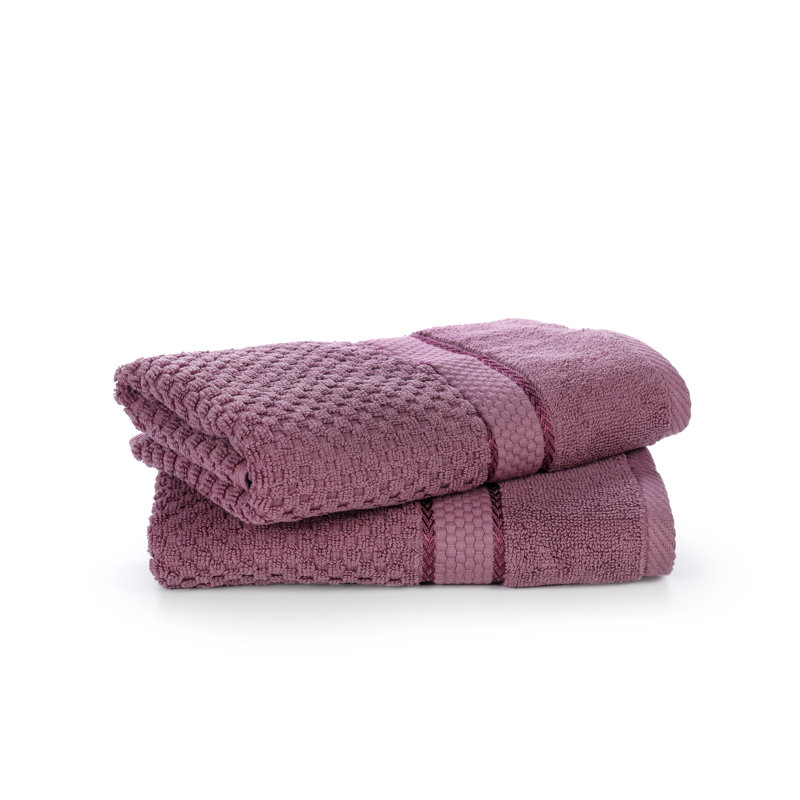 Collection de serviettes texturées 100% coton Mulaayam, Mauve raisin, Essuie-mains - paquet de 2