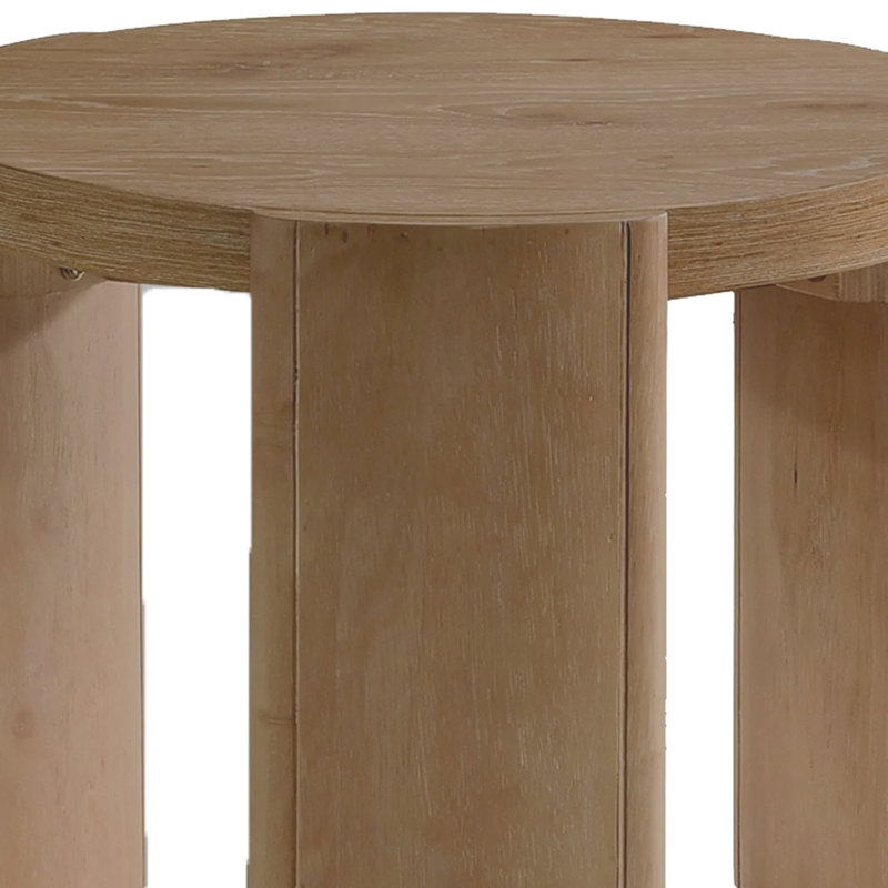 Table de bout Timore, plateau rond en bois de chêne brun de 20 po, base de socle