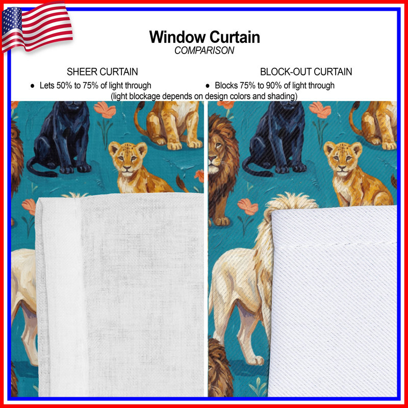 Rideaux transparents et occultants Lions and Panthers, 50" x 92" - 1 Panel, Blockout