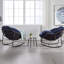 Siège berçant bleu marine avec structure solide - pour le jardin, le salon, la chaise élégante dans le cadre de la véranda, design ergonomique extérieur