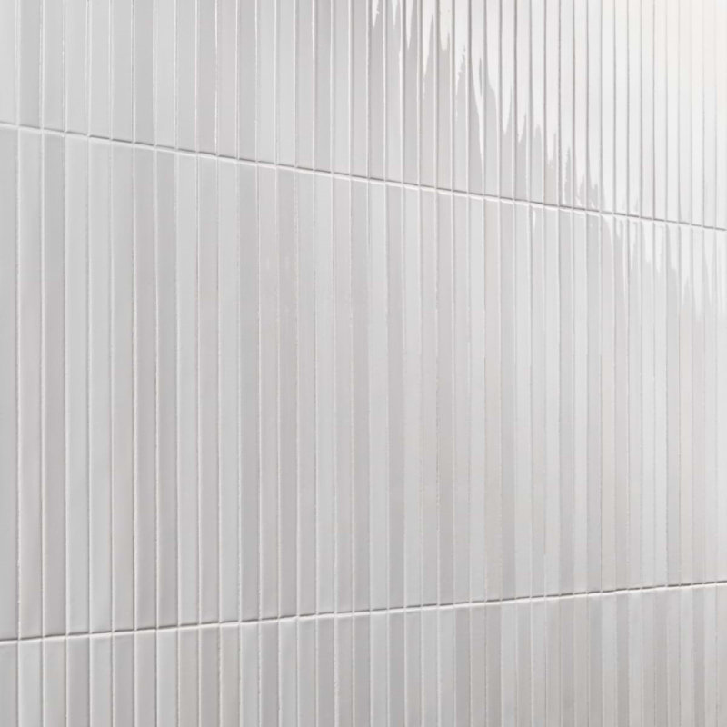 Kanbina 5x18 Brick Glossy Ceramic Mosaic Tile, Blanco