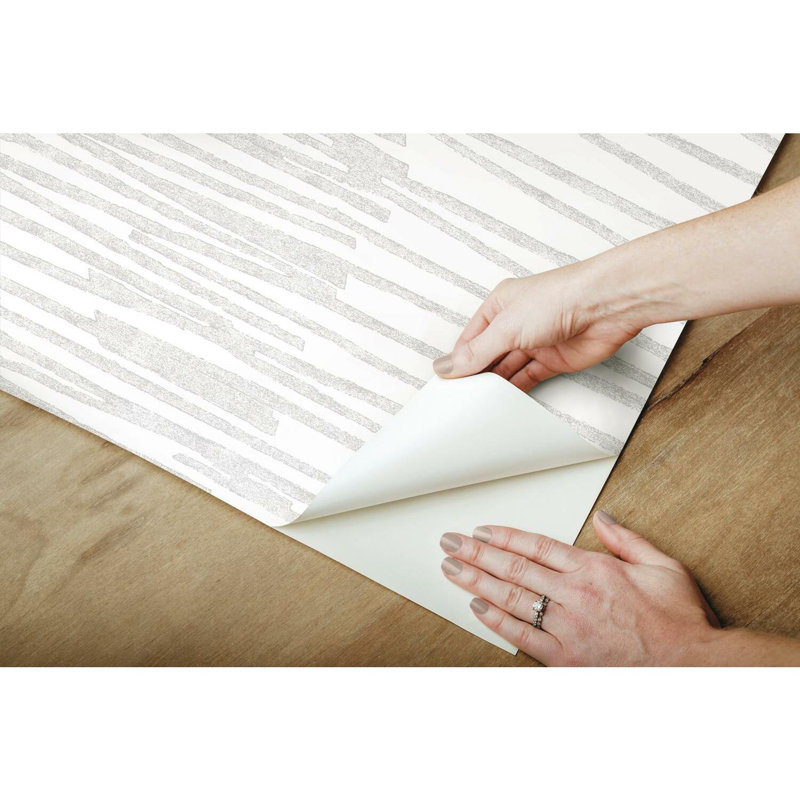 Peel & Stick Striped Roll, White/Gray