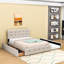 Lit plateforme tapissier 2 tiroirs avec lit gigogne simple TG et tête de lit capitonnée-456241155
