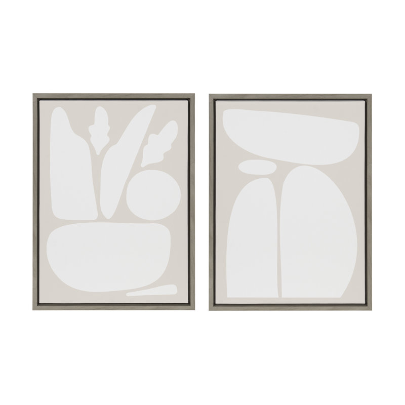 «Zen Botanical Rock Neutral and Balancing Zen Rocks Neutral» par The Creative Bunch Studio, ensemble d'art mural sur toile encadrée