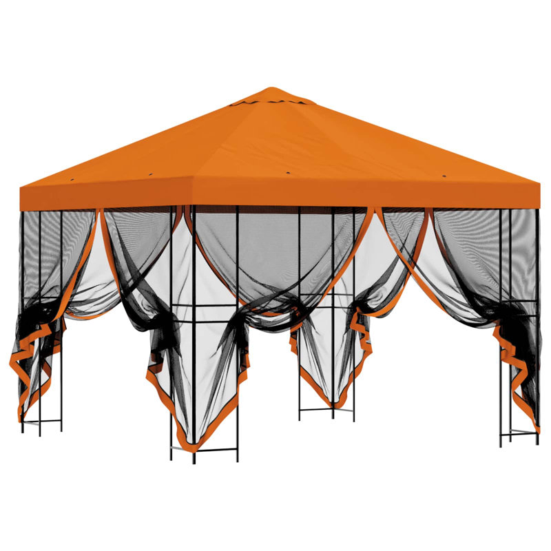 vidaXL Garden Gazebo Polyester and Steel, Orange