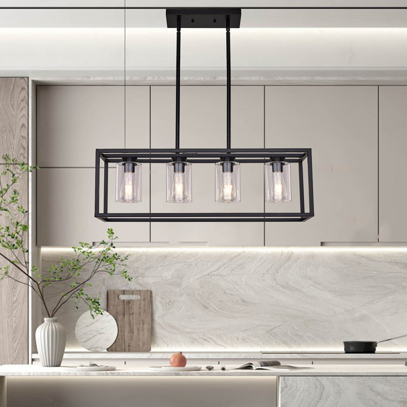 Dionna 4 - Light Dimmable Rectangle Chandelier, Matte Black