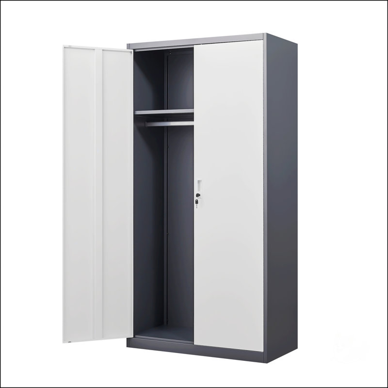 Armoire grande capacité en métal gris, Gris
