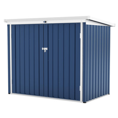Remise de rangement pour poubelle en acier galvanisé avec loquet de verrouillage et toit incliné, poubelle en métal