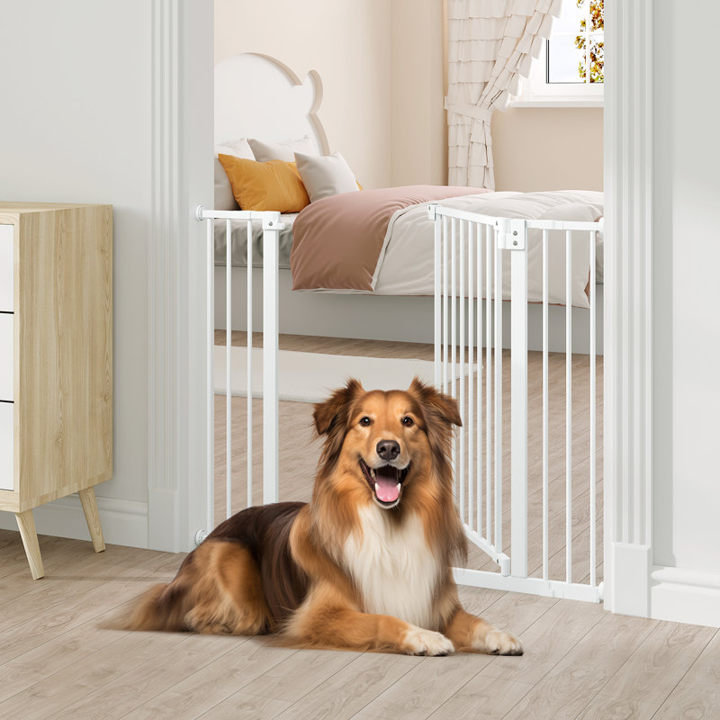 Metal Pressure Mounted Pet Gate, 76" H x 107" W x 5" D