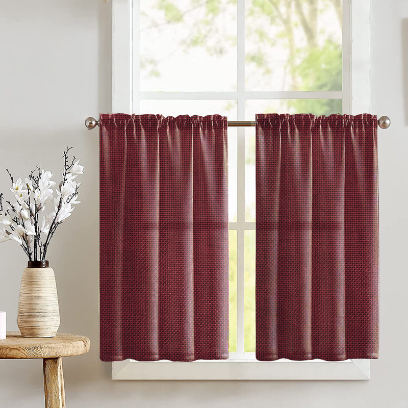 Haliyat Tailored Cafe Curtain, Burgundy