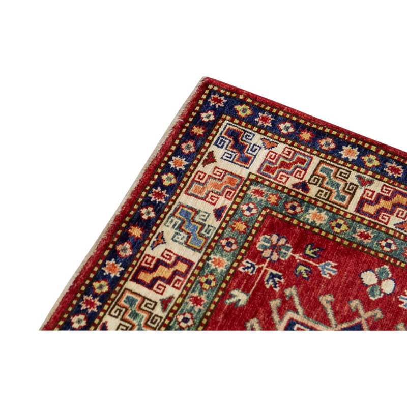 Tapis ivoire / rouge / bleu marine noué à la main de haute qualité