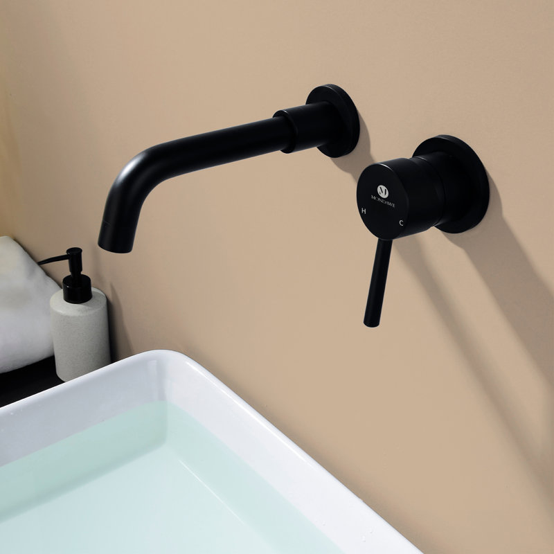 Robinet de salle de bain mural, Noir