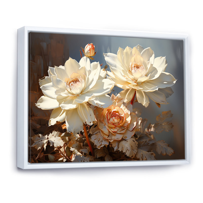«Succulent Farmhouse Still Life» sur toile, Cadre flottant blanc, H 34 po x l 44 po x P 1,5 po