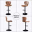 Ensemble de 2 tabourets de bar modernes, tabourets pivotants rembourrés en similicuir, chaises de bar réglables à hauteur de comptoir avec dossier pour îlot de cuisine