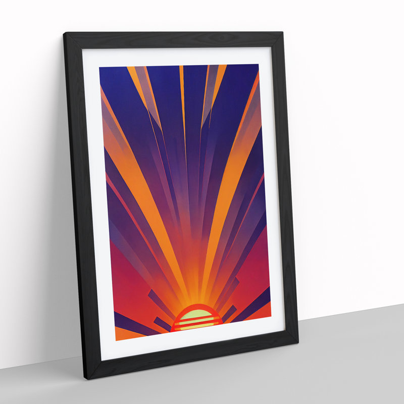 Splendid Art Deco Sunset No.4 - Framed Print, 34cm H x 25cm W x 2cm D, Black