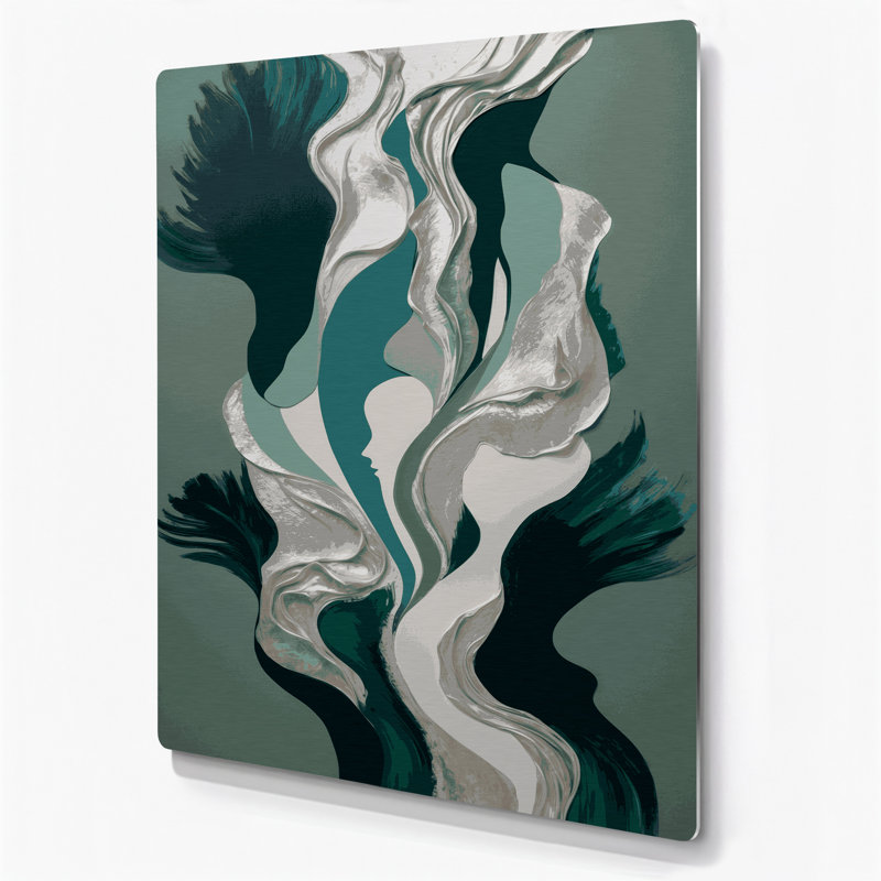 Abstrait art figuratif gris en métal 15, H 24 po x l 36 po