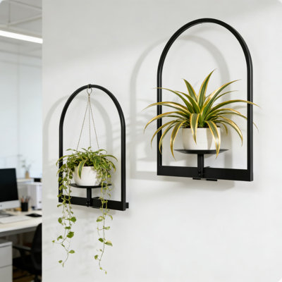 Wall Mounted Plant Shelf - 2 Pack Metal Arch Plant Holder For Indoor Plants, Hanging Wall Decor For Flower Pots And Home Decor, Space Saving Plant Stand (Pots Not Included)