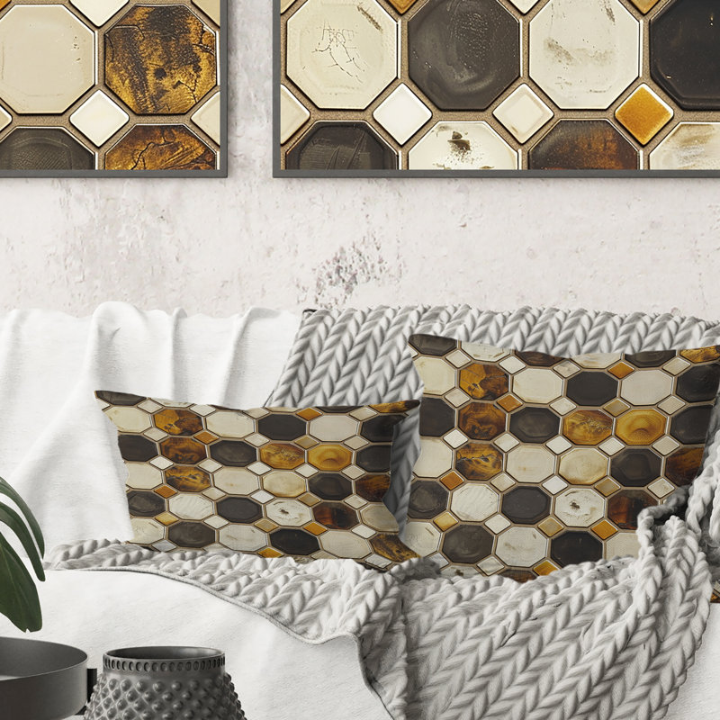 Coussin brun hexagone IV - Mid-Century