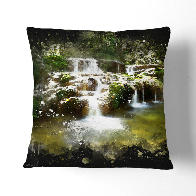 Forest Stream Vol.2 Square Throw Cushion, 40cm H x 40cm W x 15cm D, White