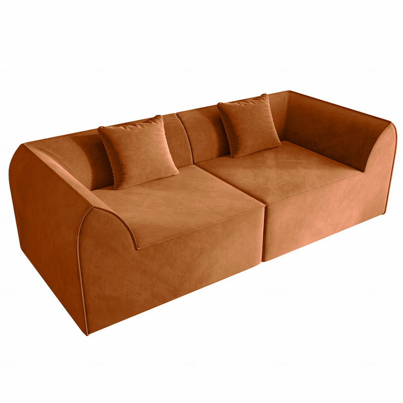 Canapé-lit à mémoire de forme avec coussin rectangulaire 2 places, Orange