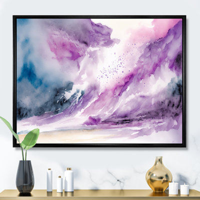 «Violet Storm At The Horizon II», reproduction d'art sur toile à l'encre liquide abstraite
