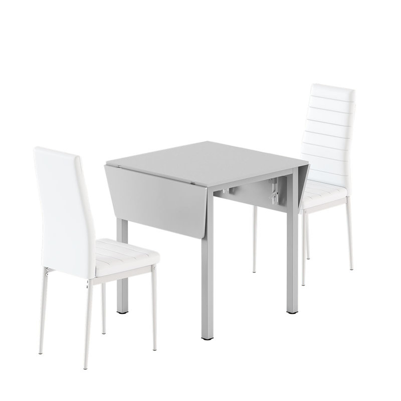 Cassondra 2 - Person Dining Set, Grey, Grey, White