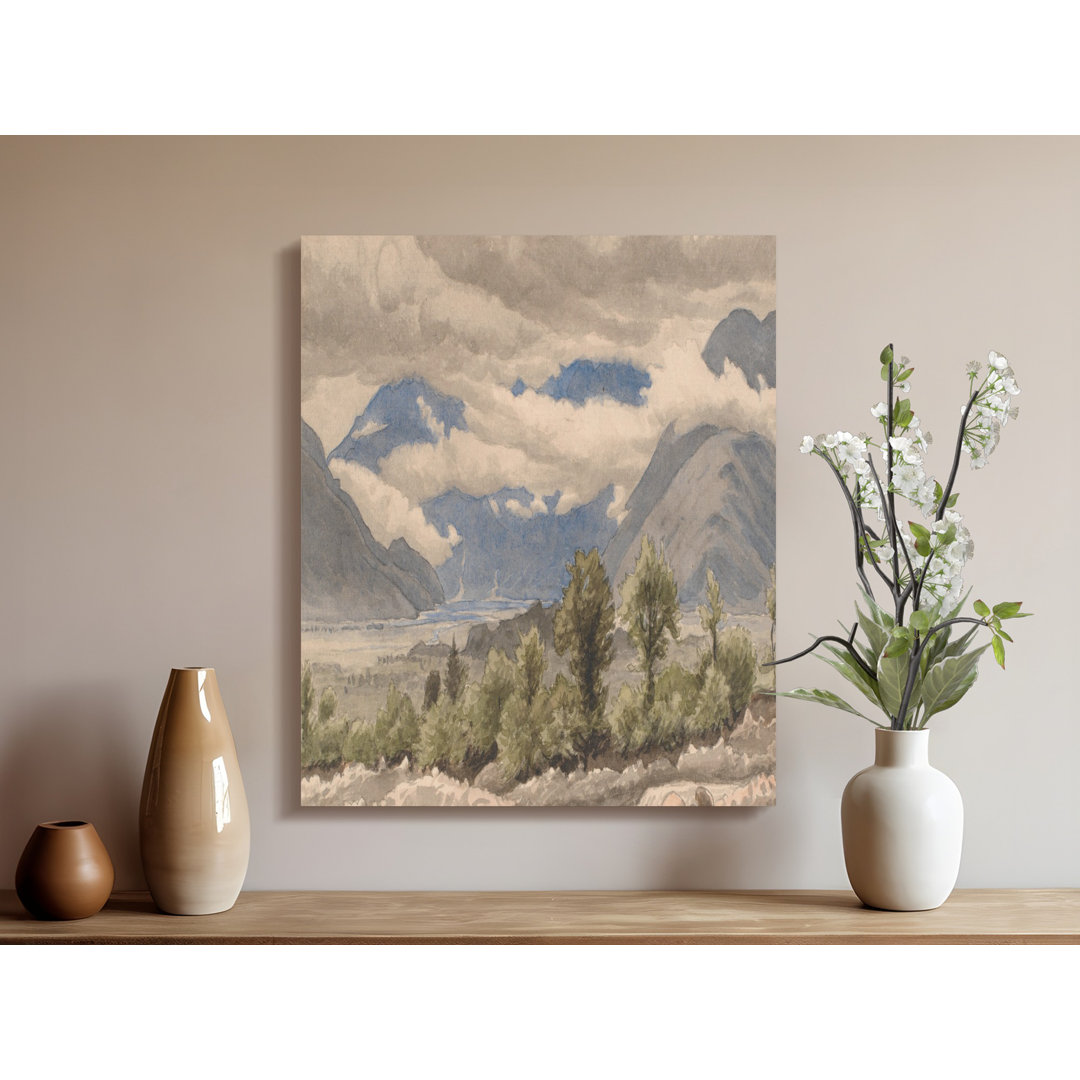 Mountain Landscape Canvas Wall Art, Watercolour Painting Print, Gallery Wrapped, Ready to Hang, Archival Inks, Scenic View, Home Decor