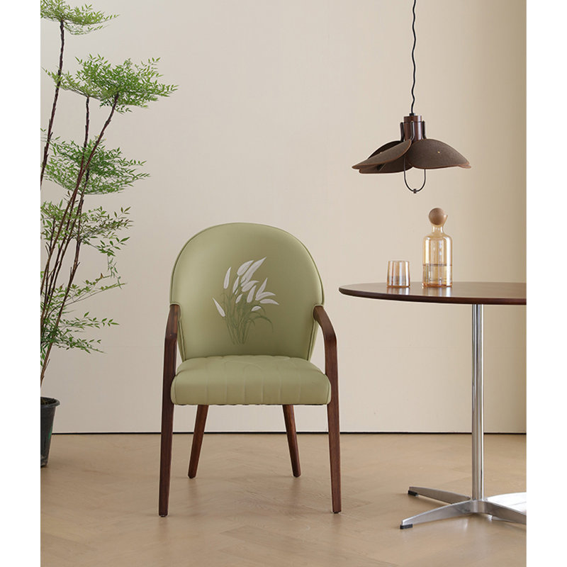 Retro Solid Wood Ebony Backrest Armrest Dining Chair