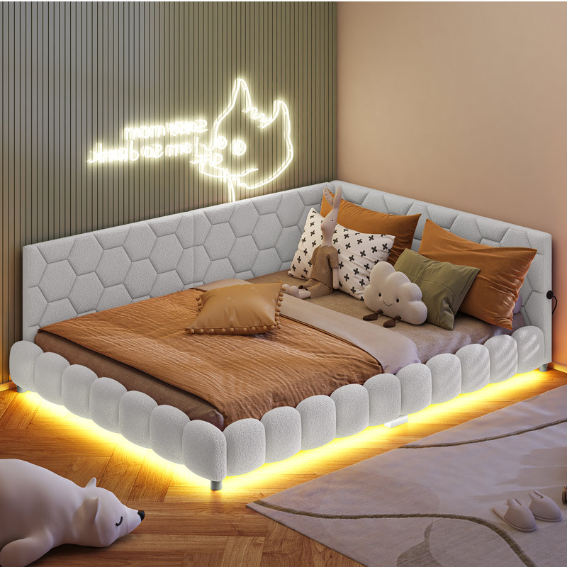 Daybed With LED Lights And Charging Station, White