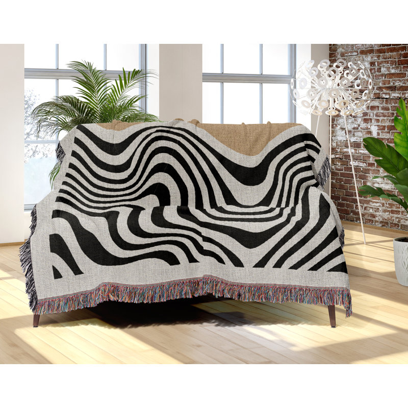 Jeté en mélange de coton Acor, Beige / blanc cassé, L 70 po x l 50 po