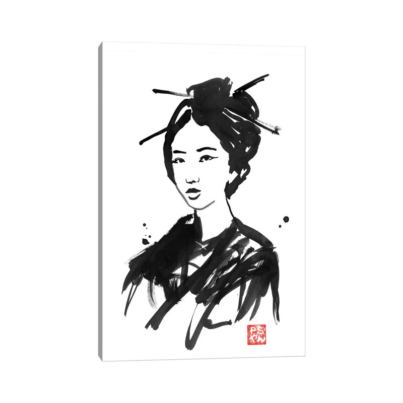 Geisha II by Péchane - Print on Canvas, 66.04 cm H x 45.72 cm W x 1.91 cm D, Wrapped Canvas
